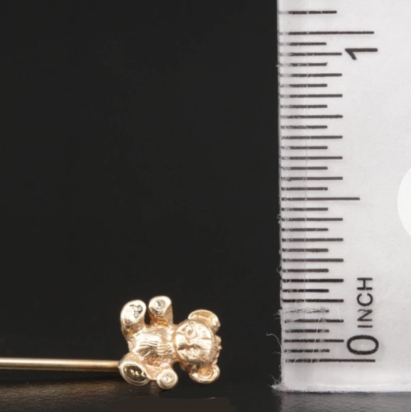 14K Yellow Gold Teddy Bear Stick Pin - Picture 2 of 6